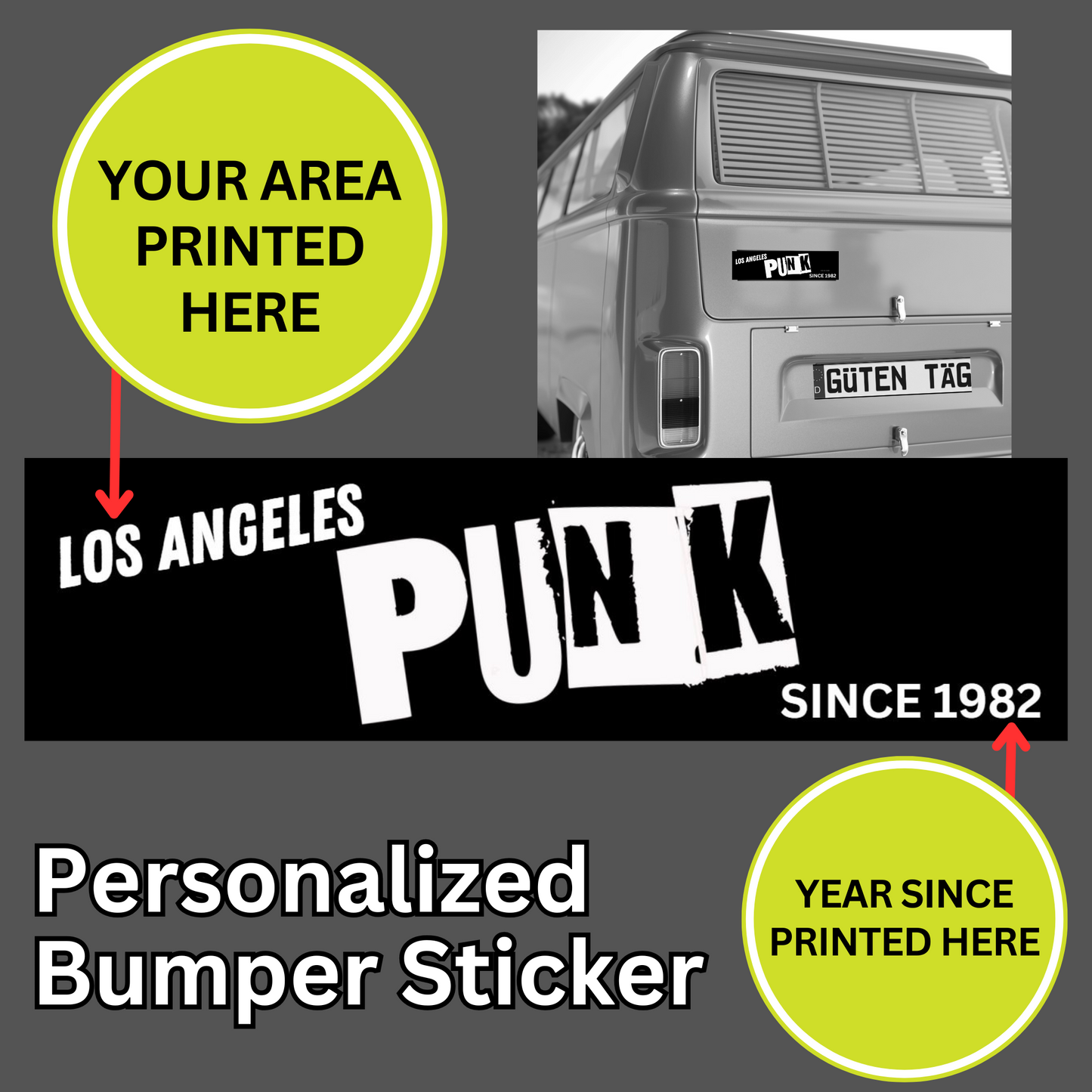 Personalized Punk Bumper Sticker