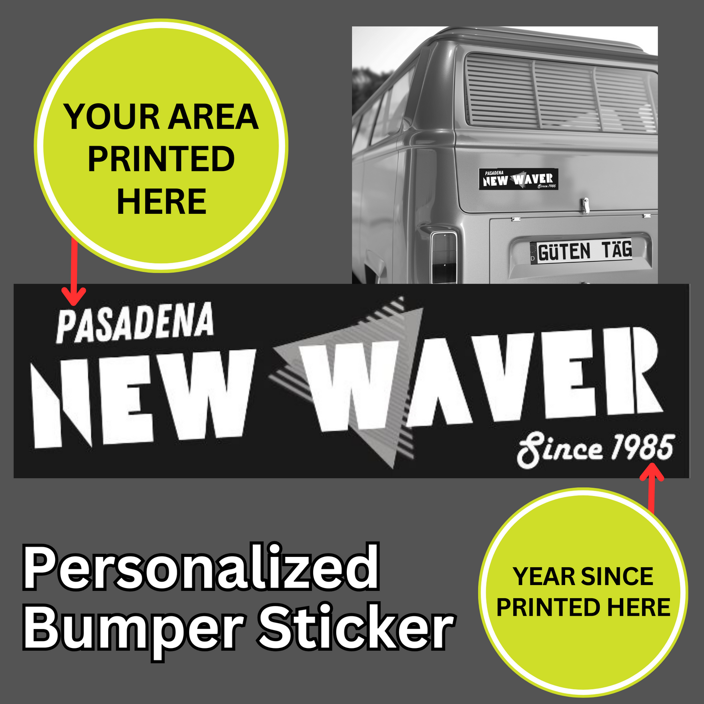 Personalized New Wave Bumper Sticker