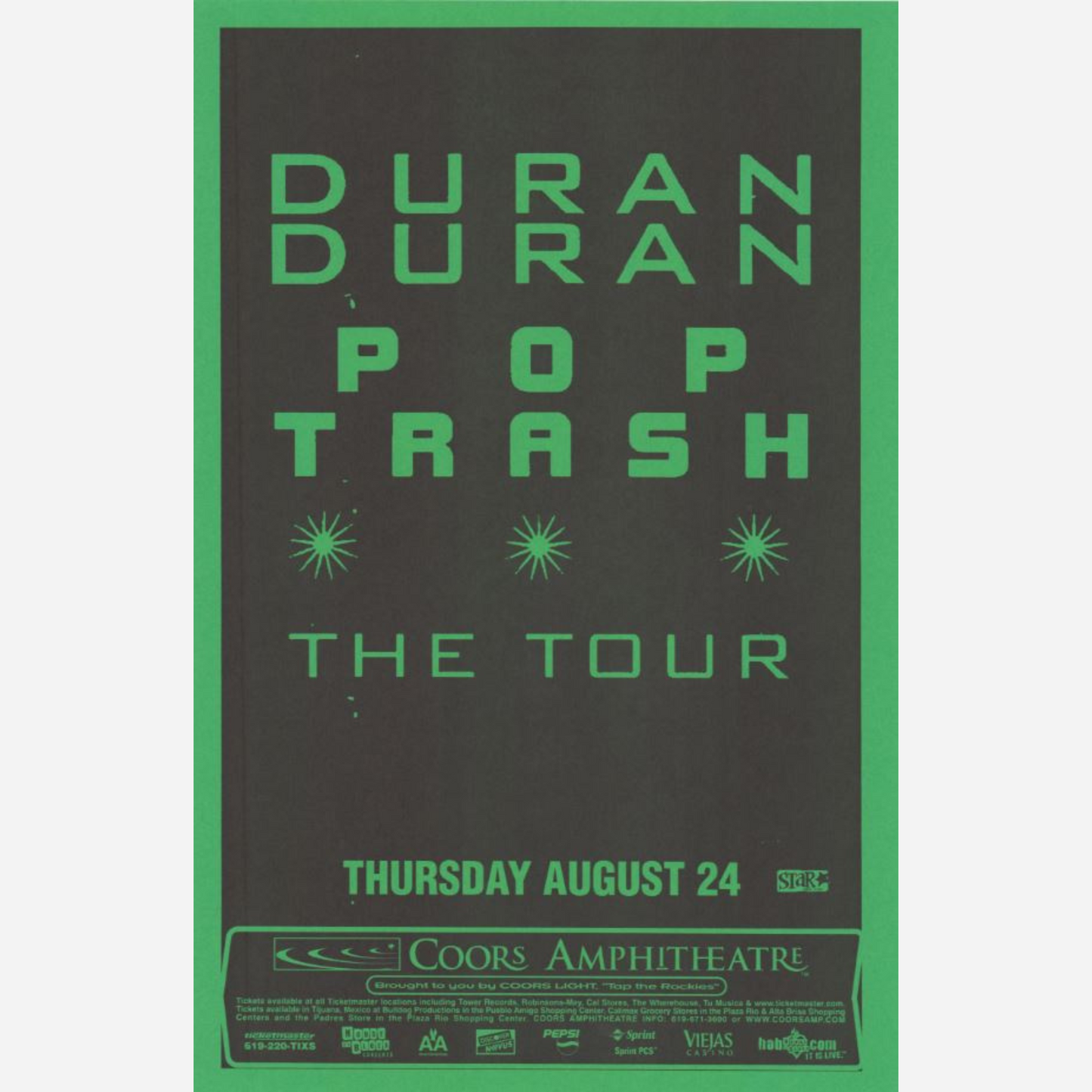 Duran Duran 2000 Pop Trash Tour Coors Amphitheatre | Extremely Rare & Near Mint