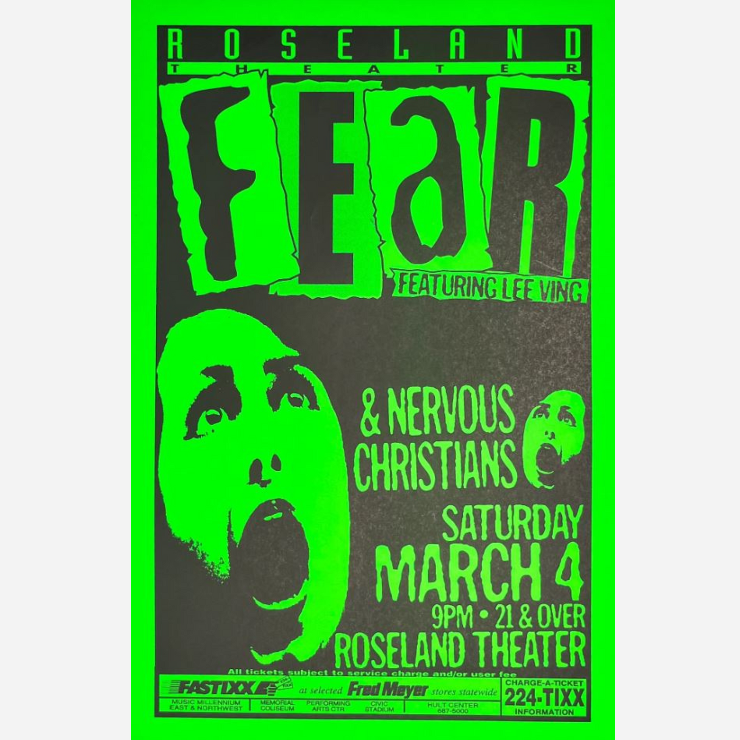 Fear & Nervous Christians 1995 Roseland Theater | Rare & Near Mint