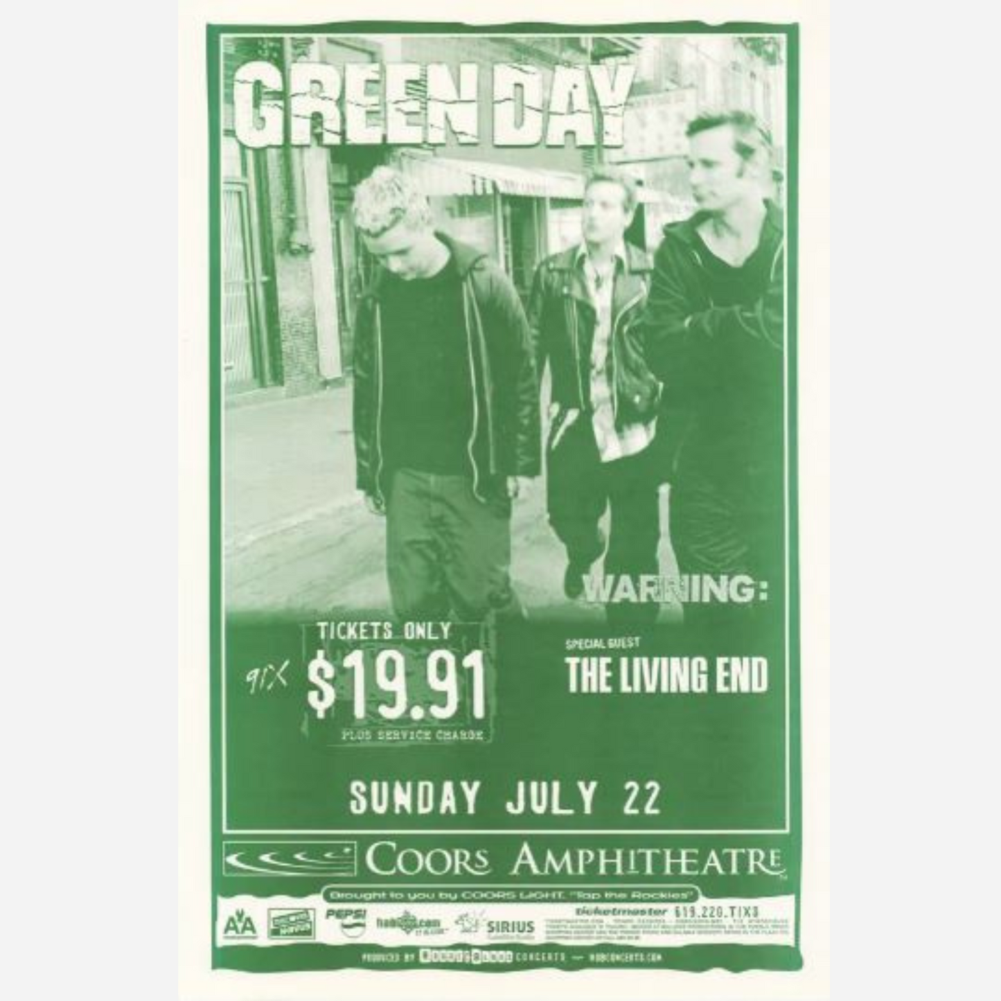 Green Day 2001 Coors Amphitheatre | Rare & Near Mint