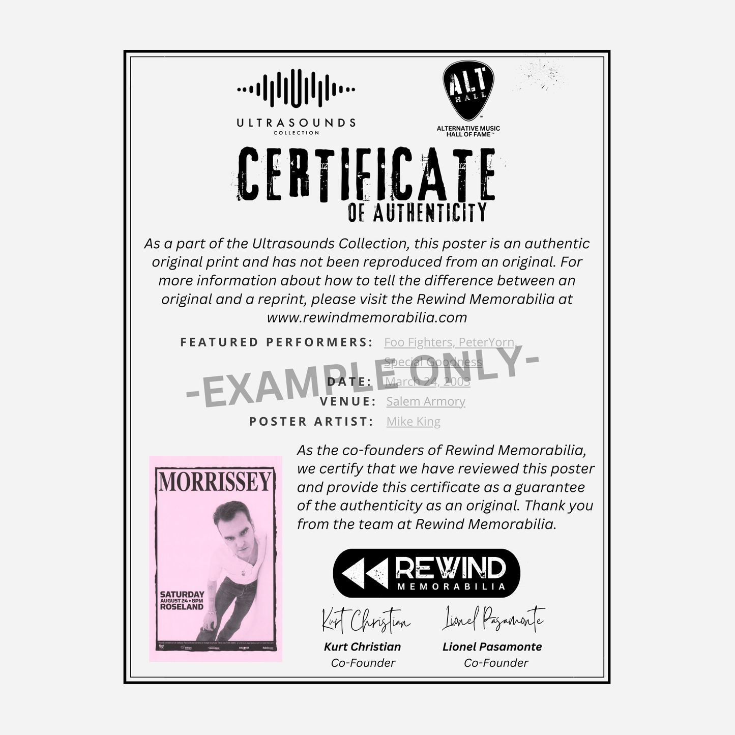 Morrissey 2002 Roseland Theater |  Rare & Near Mint